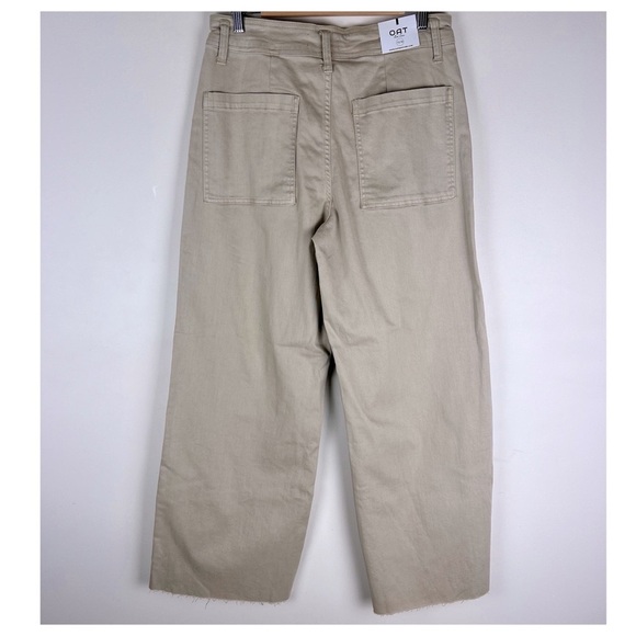 OAT NY | High Rise Wide Leg Raw Hem Oat Milk Tan Color Denim Pants | 10 / 30 - Picture 7 of 10